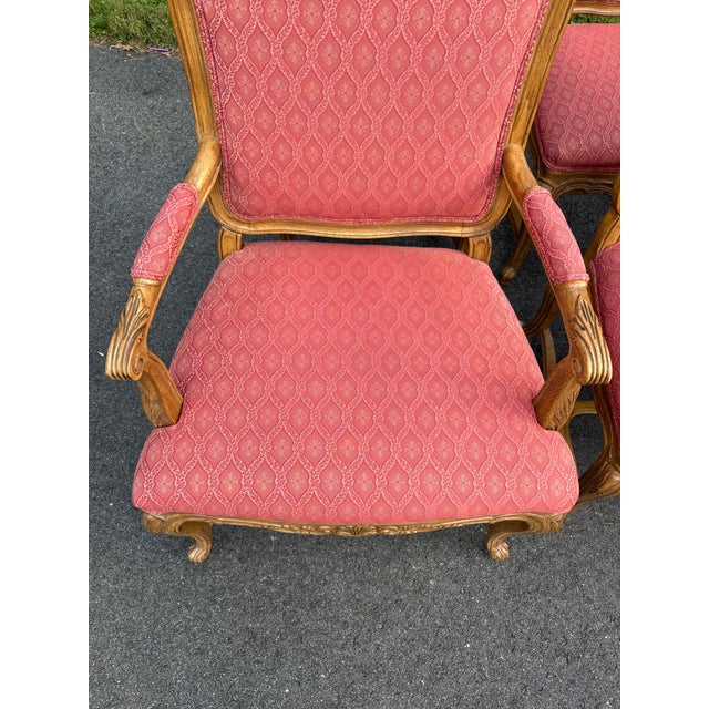 Vintage Drexel Heritage French Style Wood and Upholstered Dining Chairs- A Set of 6 For Sale - Image 9 of 12