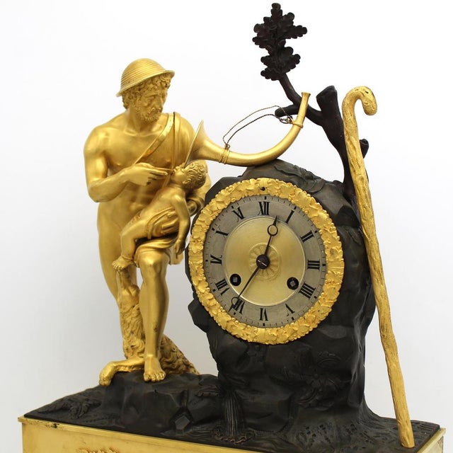 19th Century Empire Gilt Bronze Pendulum Clock For Sale - Image 11 of 14