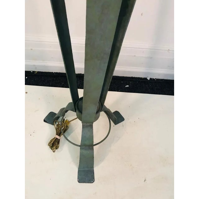 Large scale Memphis style florr lamp, 1970's. Composed of iron and copper. Measures 60" high, and 30" diameter. In great...