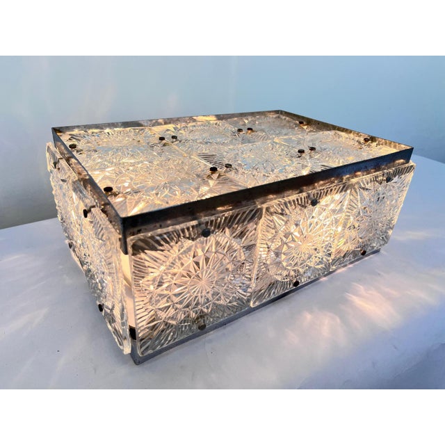 Glass Flush Mount attributed to Kamenicky Senov, Czechoslovakia, 1970s For Sale - Image 4 of 16