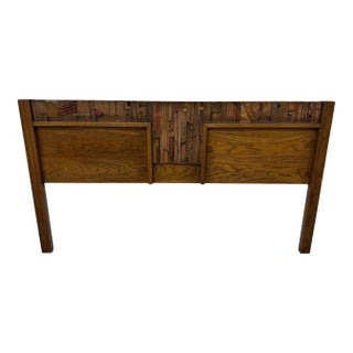 Mid-Century Modern Lane Pueblo King Size Brutalist Oak Headboard For Sale