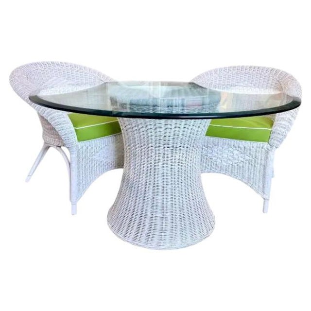 Henry Link Henry Link Wicker Dining Set With Glass Top – 5 Pieces For Sale - Image 4 of 9
