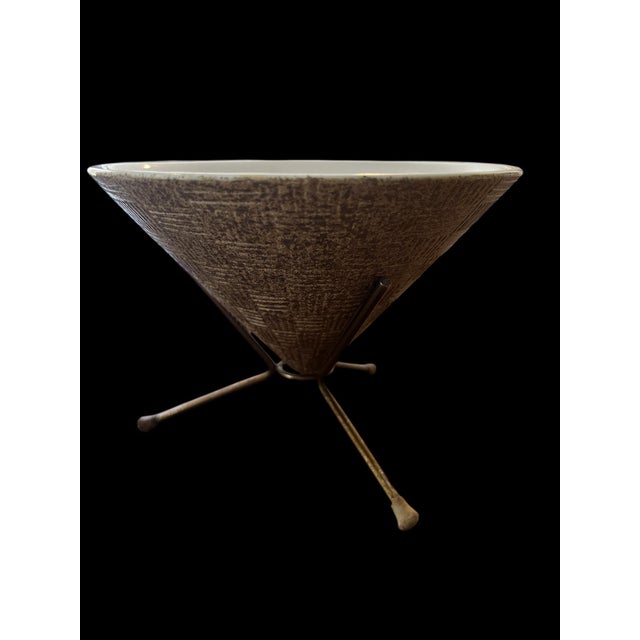 Metal “Elegance” 1960s Cone Vase Matte Gold on Outside--White on Inside MCM For Sale - Image 7 of 12