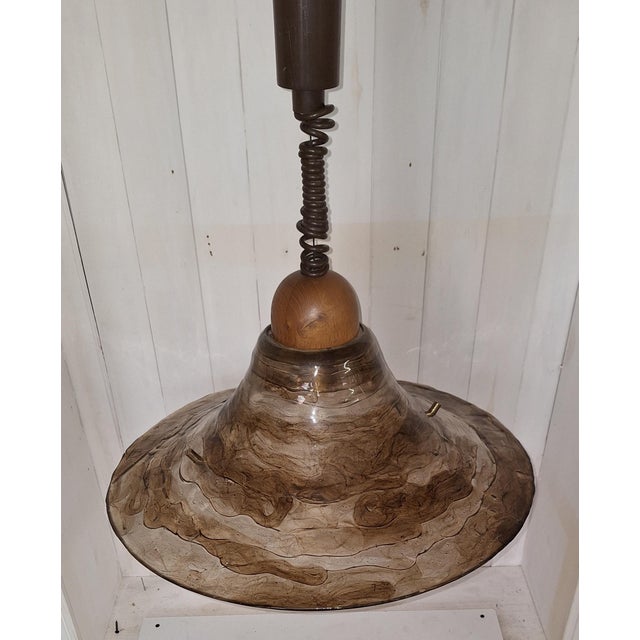 Vintage Height-Adjustable Ceiling Lamp with Plastic Shade from Cristallux, 1980s For Sale - Image 4 of 9