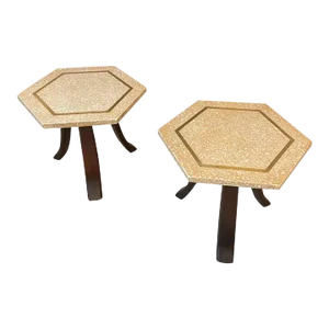 1960s Pair of Harvey Probber Hexagonal Terrazzo Side Tables