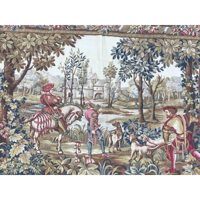 Beautiful vintage French Aubusson style tapestry with a nice legendary Maximillian hunt’s design and beautiful colors,...