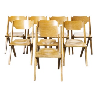Beech Stacking Dining Chairs attributed to Bombenstabil, 1960s, Set of 8 For Sale