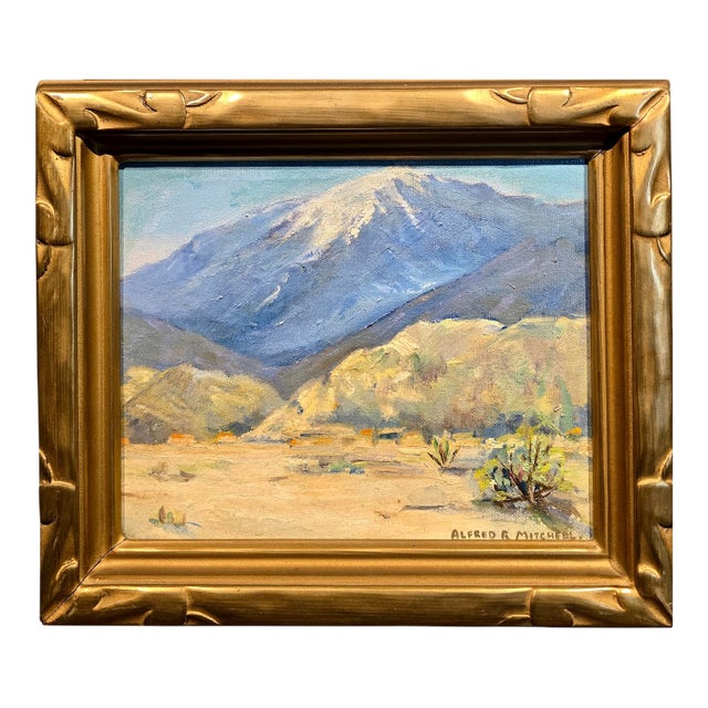 Alfred Richard Mitchell -Desert Mountain Landscape-1930s California Oil Painting For Sale
