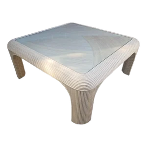 Vintage 1980s Pencil Reed Lacquered Coffee Table