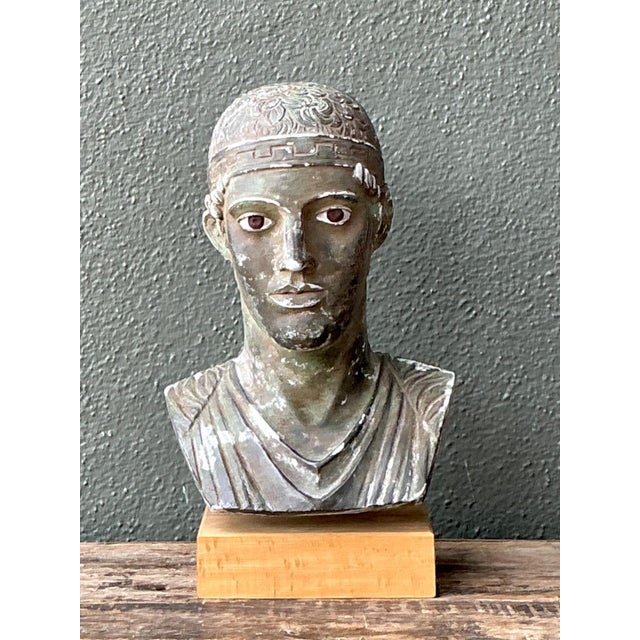Vintage Classical Greek Style Plaster Bust For Sale - Image 12 of 12