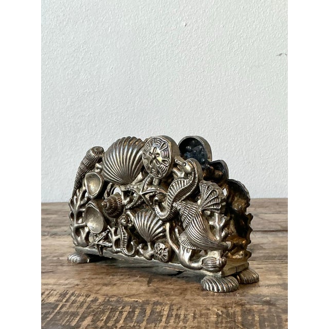 Vintage Coastal Cast Metal Undersea Napkin Holder For Sale - Image 10 of 12