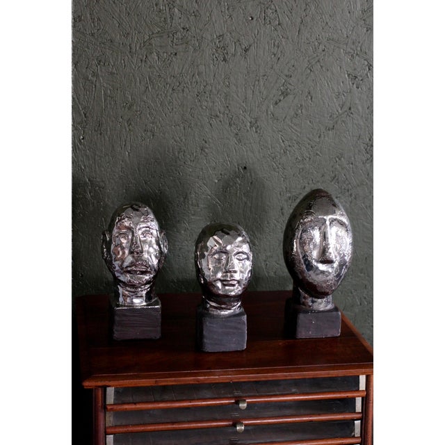 1990s 1990s Set of 3 Brutalist Head Sculptures From Italy For Sale - Image 5 of 12