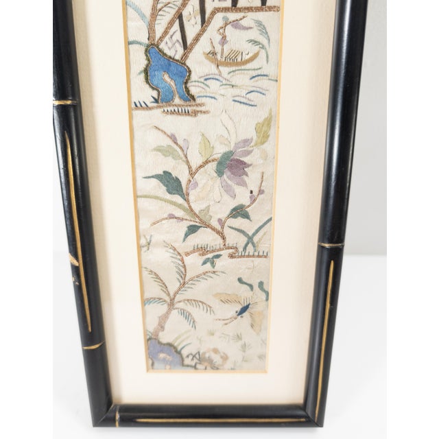 Glass 19th Century Chinese Silk Embroidered Robe Sleeve Panel For Sale - Image 7 of 8