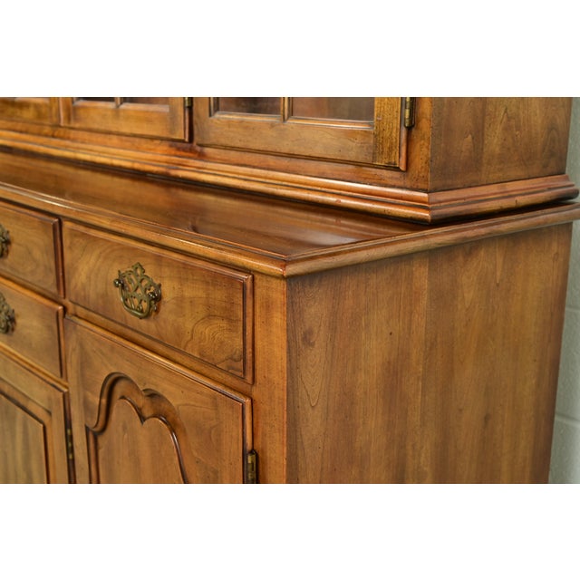 Statton Georgian Carved Cherry Wood Breakfront Bookcase or Dining Cabinet For Sale - Image 10 of 14