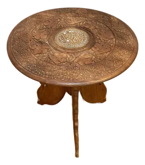 Large Indonesian Style Inlaid Wood Side Table