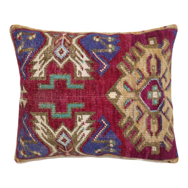 Raspberry Vintage Turkish Rug Pillow For Sale