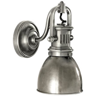 Chapman & Myers for Visual Comfort Signature Yoke Suspended Sconce in Antique Nickel with Antique Nickel Shade For Sale