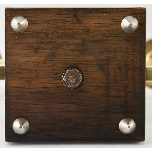 Wood Art Deco Wooden & Brass Candlesticks, 1930s, Set of 2 For Sale - Image 7 of 8