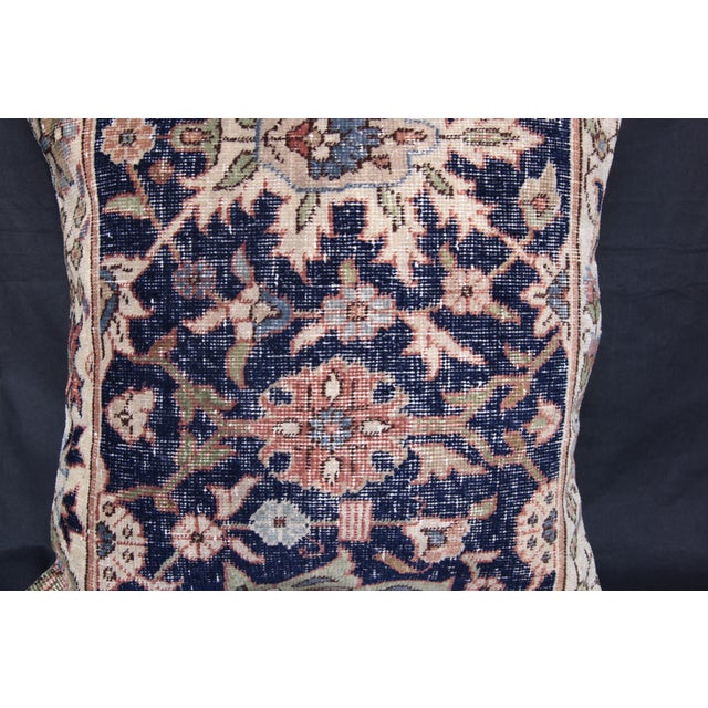 Textile Handmade Vintage Navy-Blue Rug Pillow Cover -20'' X 20'' For Sale - Image 7 of 13