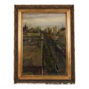Framed Signed Giovanni Columbo Bustling Cityscape