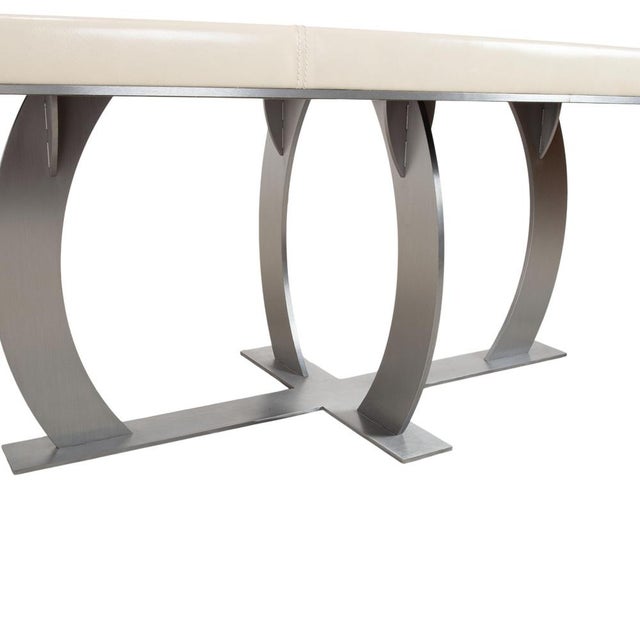 Beige Dining Set with Leather Chairs and Oval Dining Table by Baxter Gilbert, Set of 8 For Sale - Image 8 of 18