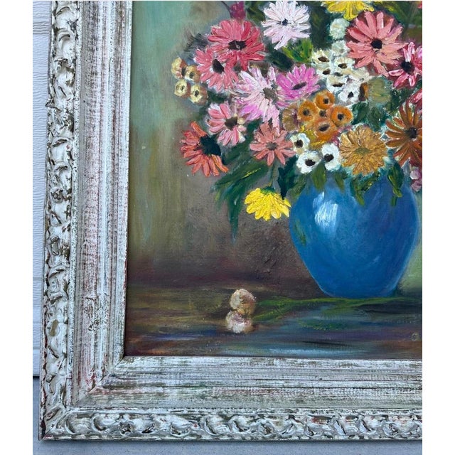 1940s Wpa Suffragist Artist Adele Clark Framed Rare Floral Impressionist Oil Painting For Sale - Image 14 of 18
