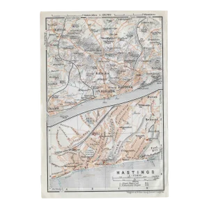 1910 Antique Map of Hastings England