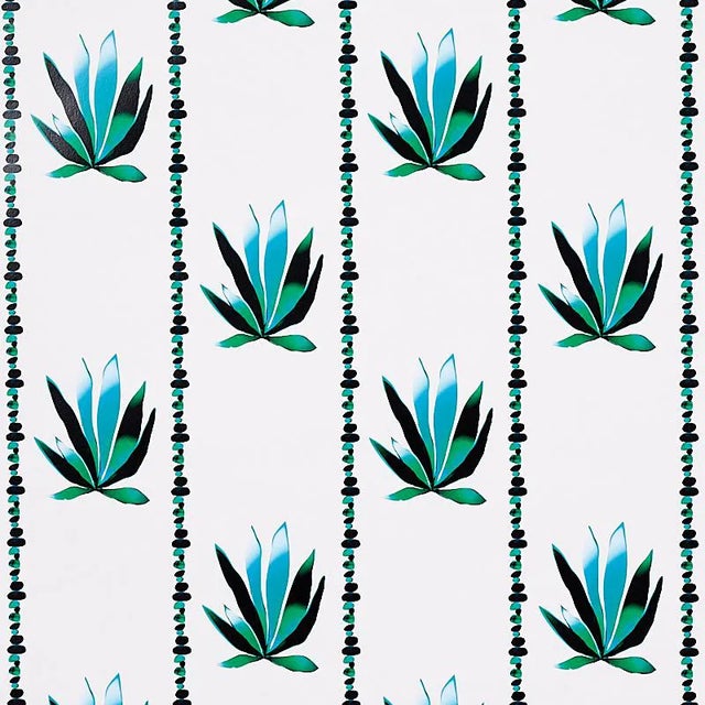 Sample - Schumacher X Peg Norriss Agave Stripe Wallpaper in Lanai For Sale
