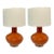 Mid-Century Modern Style Large Orange Glaze Table Lamps Pair For Sale