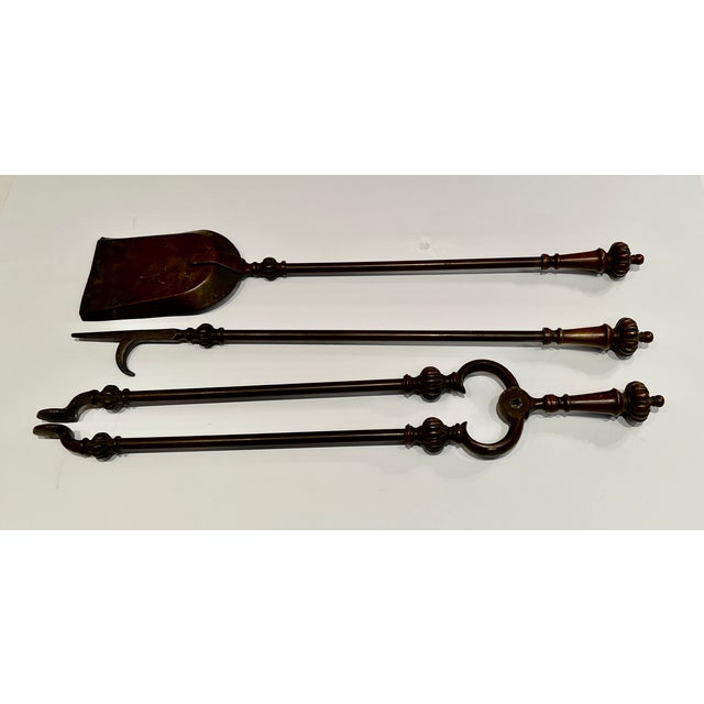 Rare 19th Century Cast Bronze Fireplace Tools Set of 3 Pieces For Sale - Image 17 of 17