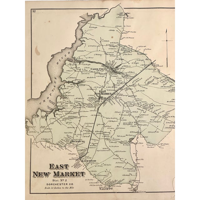 Late 19th Century New Market & Cambridge Maryland Map, 1877 For Sale - Image 5 of 5