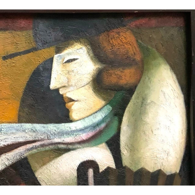 Late 20th Century Painting Surrealist Original Oil on Canvas Signed C. Parks Vintage Cubist Art For Sale In Tulsa - Image 6 of 8