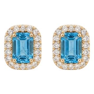 Swiss Blue Topaz Studs Earrings | December Birthstone Studs | Dainty Minimalist Beautiful Gemstone Studs - A Pair For Sale