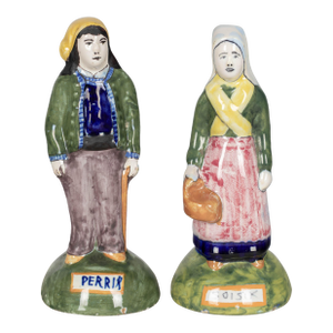 French Henriot Quimper Faience Figurines, a Pair