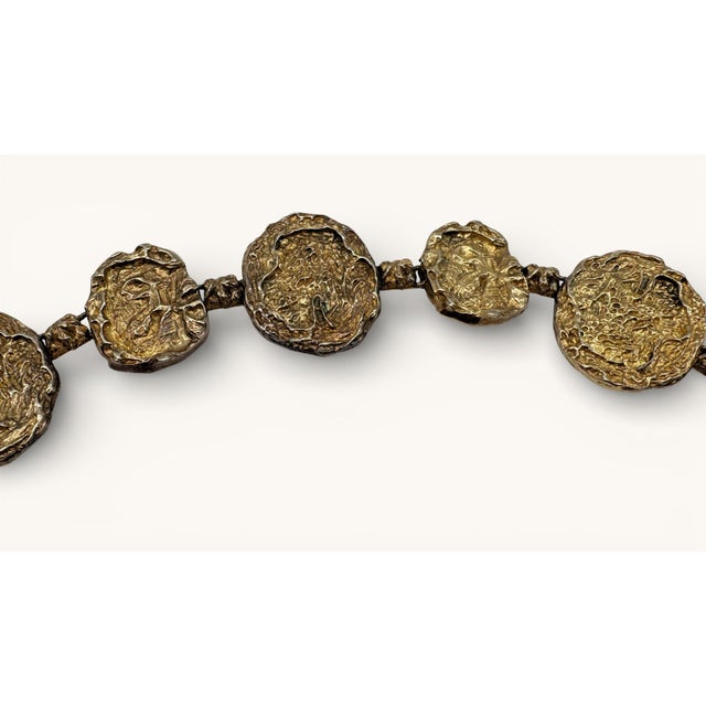 Metal Brutalist Gold Nugget Style Decorative Circular Chain For Sale - Image 7 of 14
