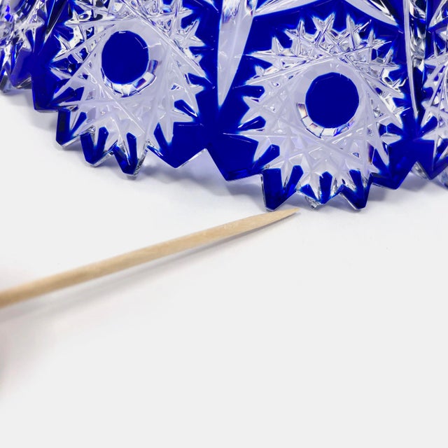 Blue Blue Cut Glass Compote For Sale - Image 8 of 8