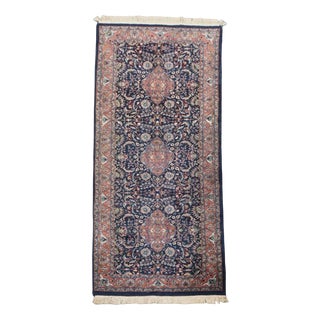 Vintage Middle Eastern Dark Blue Rug For Sale