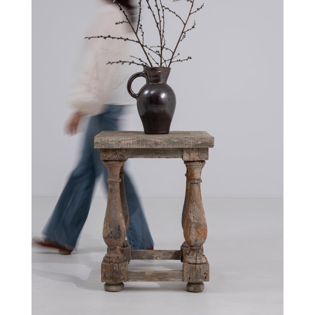 20th Century French Pedestal Side Table With Turned Legs France Mid 20th Century For Sale - Image 9 of 13