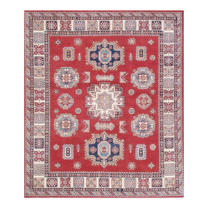Pasargad Home Tribal Red Wool Area Rug- 8' 1'' X 9' 8''