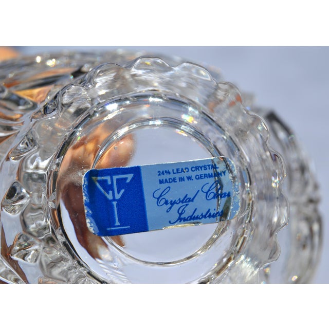 1960s West Germany Handmade Crystal Bride Princess Basket Etched 24% Lead Crystal Glass For Sale - Image 12 of 13