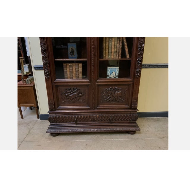 Antique Neo-Renaissance Bookcase, 1870 For Sale - Image 13 of 14