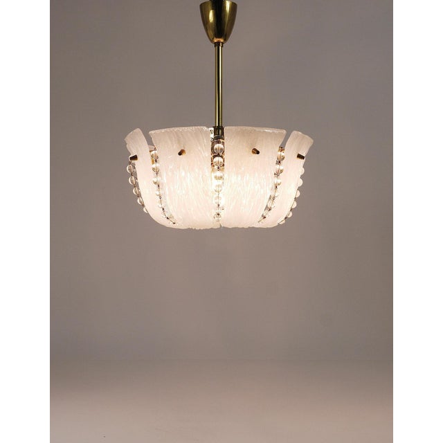 Kalmar Petite Curved Basket Chandelier in Brass & Glass attributed to J. T. Kalmar for Kalmar, Austria, 1950s For Sale - Image 4 of 18