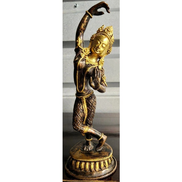 Vintage Hindu Dancing Goddess Hand-Painted Metal Statue Figurine For Sale - Image 13 of 13