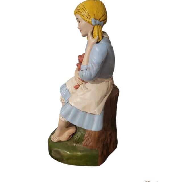 Mid-Century Modern 1970"s Vintage Ceramic Mid Century Modern Girl With Red Dog Table Lamp For Sale - Image 3 of 6
