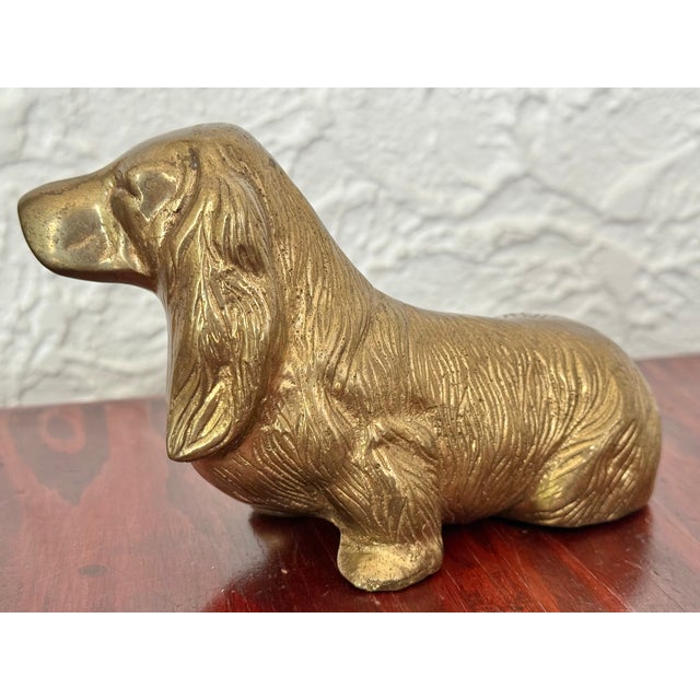 Virginia Metalcrafters Vintage Solid Brass Sitting Spaniel Dog Figurine For Sale - Image 4 of 10