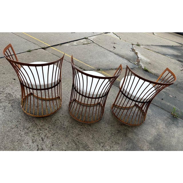 Orange Iconic MCM Russel Woodard Set of 3 Iron Chairs For Sale - Image 8 of 12