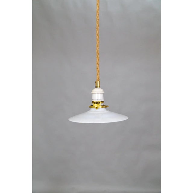 Modern Hanging Rope Light With Milk Glass Shade For Sale - Image 3 of 5