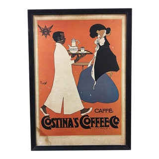 Vintage Reproduction Advertising Poster by Franz Laskoff, Costina's Coffee Co. For Sale