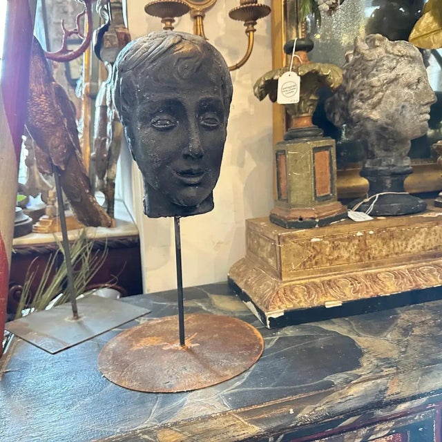 Late 19th Century A Late 19th Century Hand Crafted Clay Sicilian Head of a Young Man For Sale - Image 5 of 10