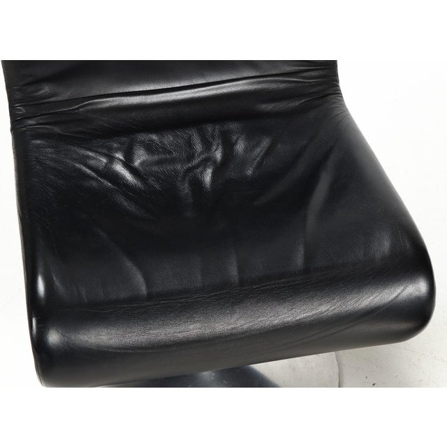 Mid-Century Modern Set of Black Leather Model 1-2-3 Side Chairs by Verner Panton for Fritz Hansen, 1970s For Sale - Image 3 of 6